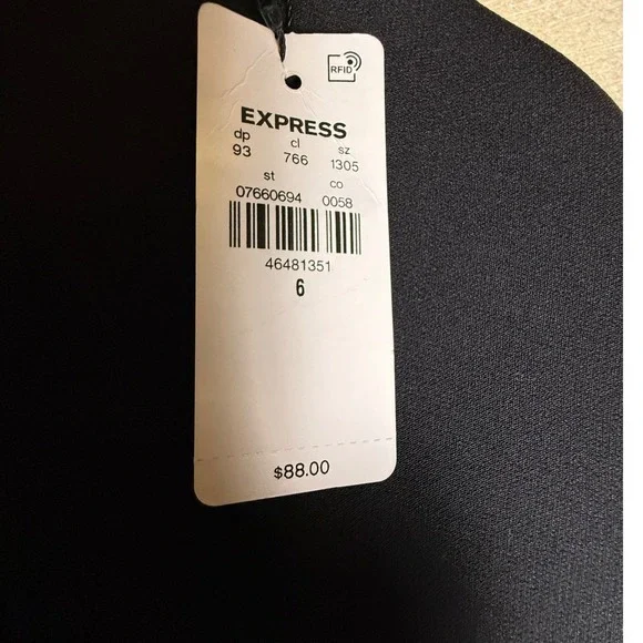 EXPRESS Editor Midi Skirt Pencil Career Business Office Black Size 6 NWT-952 - Picture 3 of 9